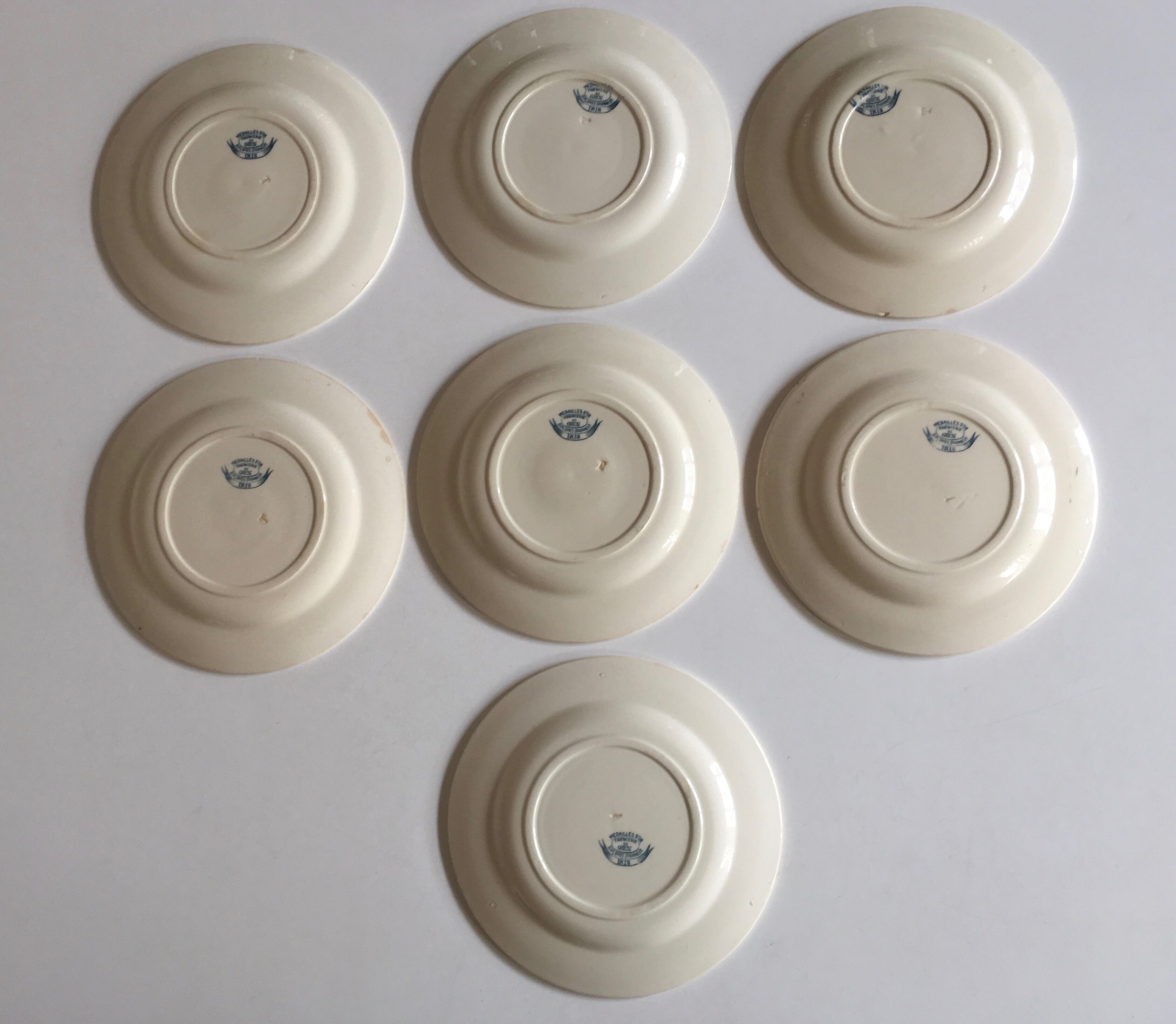 Faience of Gien Iris decoration plates