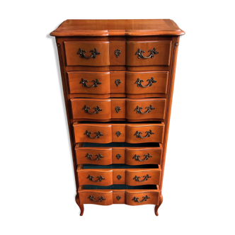 Semainier commode arbalète en bois galbé