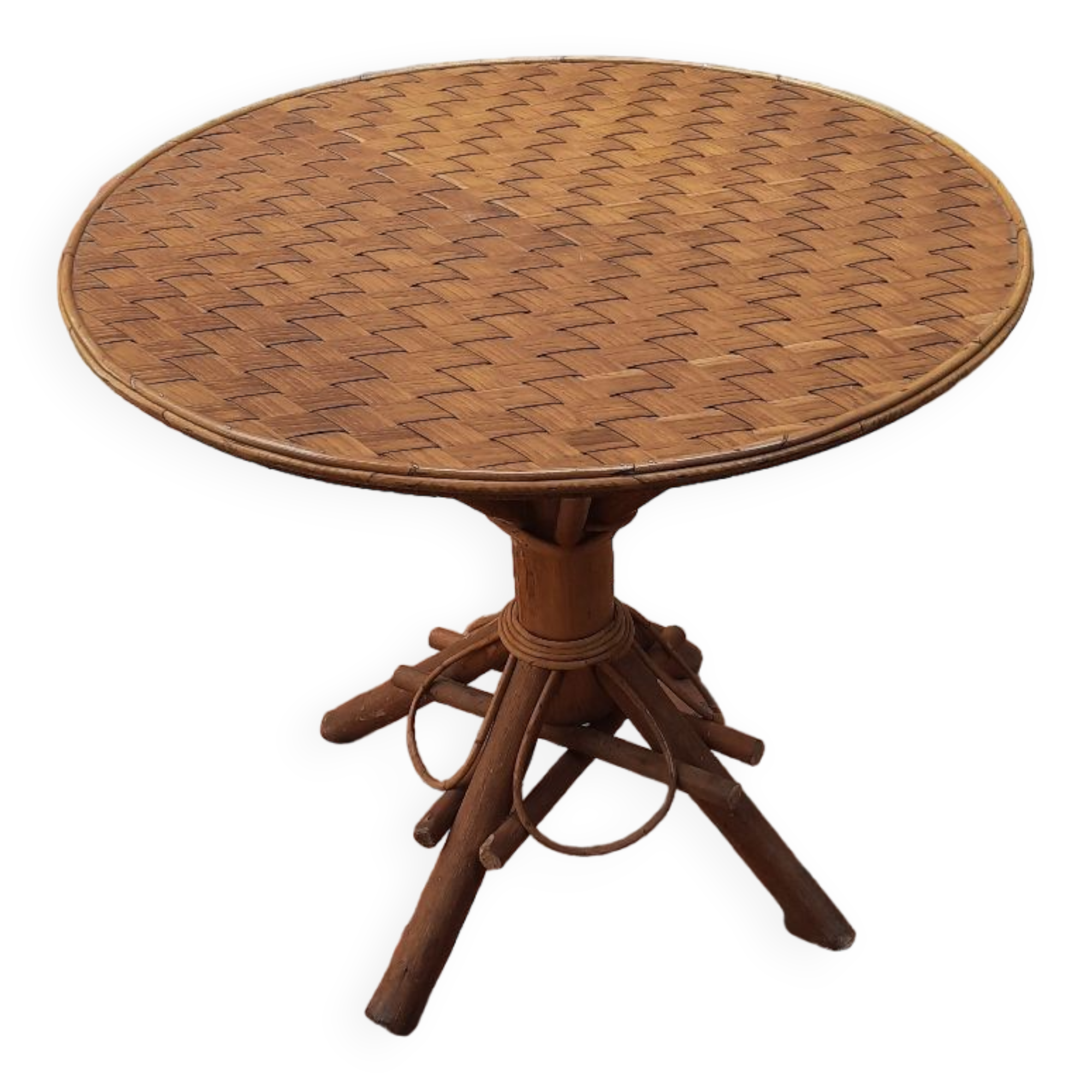 Vintage rattan round table