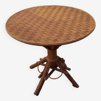 Table ronde rotin vintage