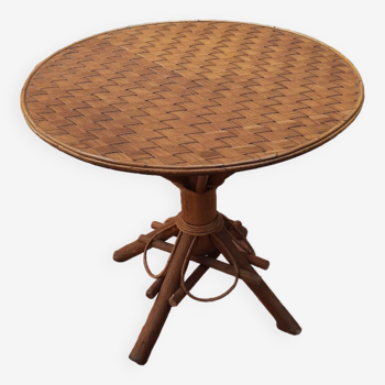 Vintage rattan round table