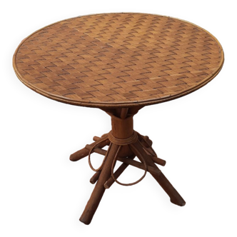 Vintage rattan round table