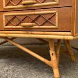 Armoire rotin et pieds compas 1960