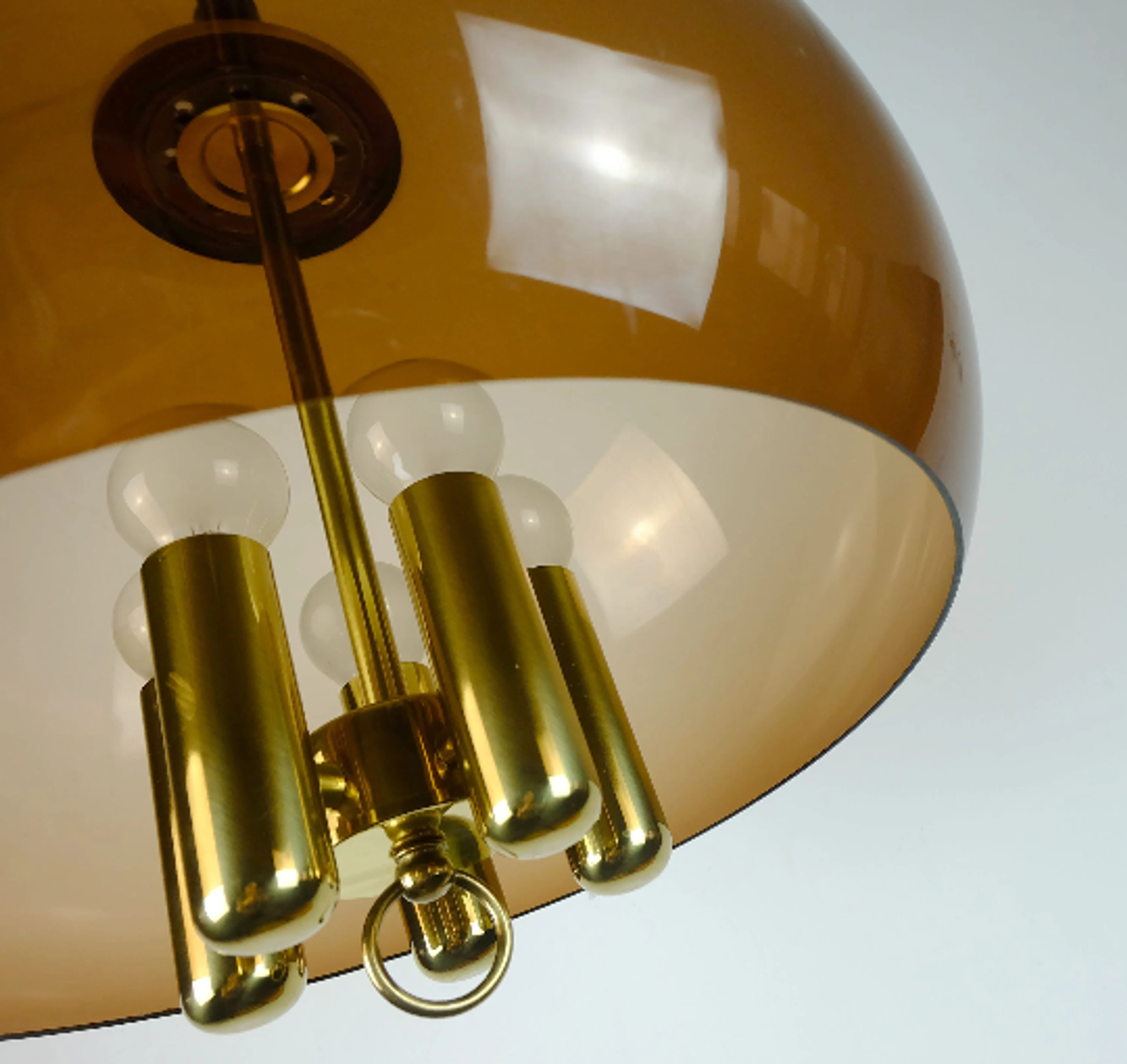 Vintage space age pendant brown acrylic and brass 1970s richard essig pendant lamp