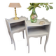 Light grey patinated bedside tables