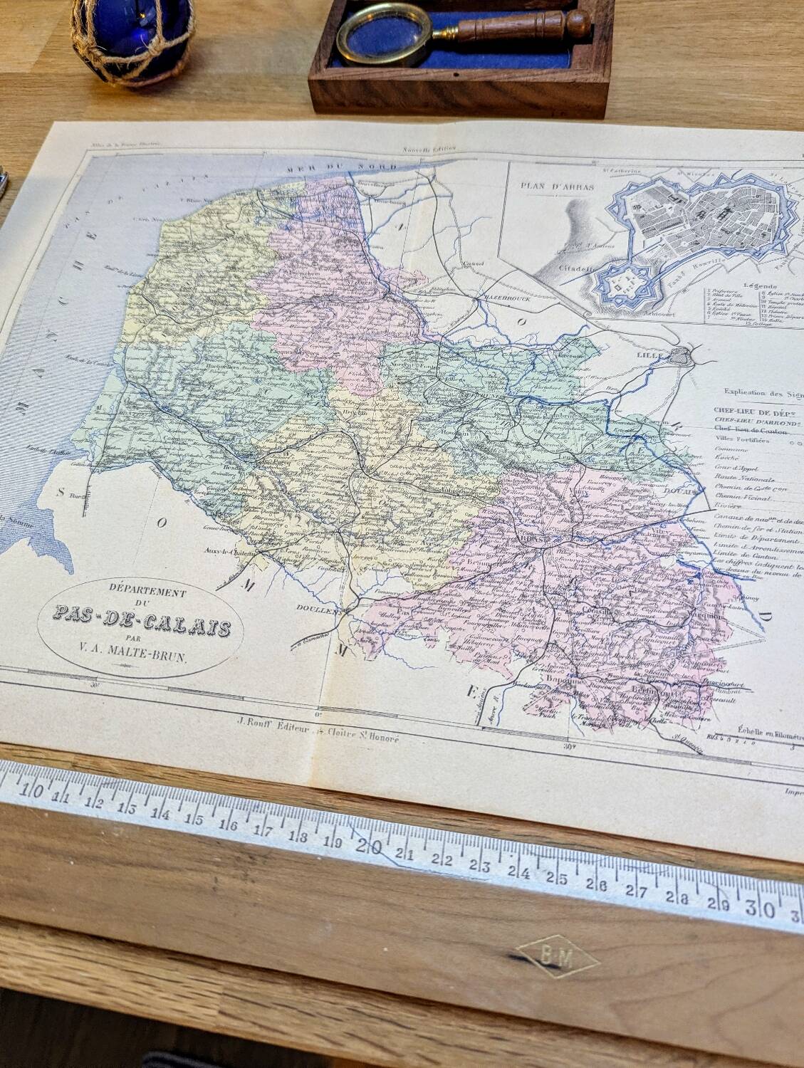 Pas-de-Calais, old map, printed in 1883.