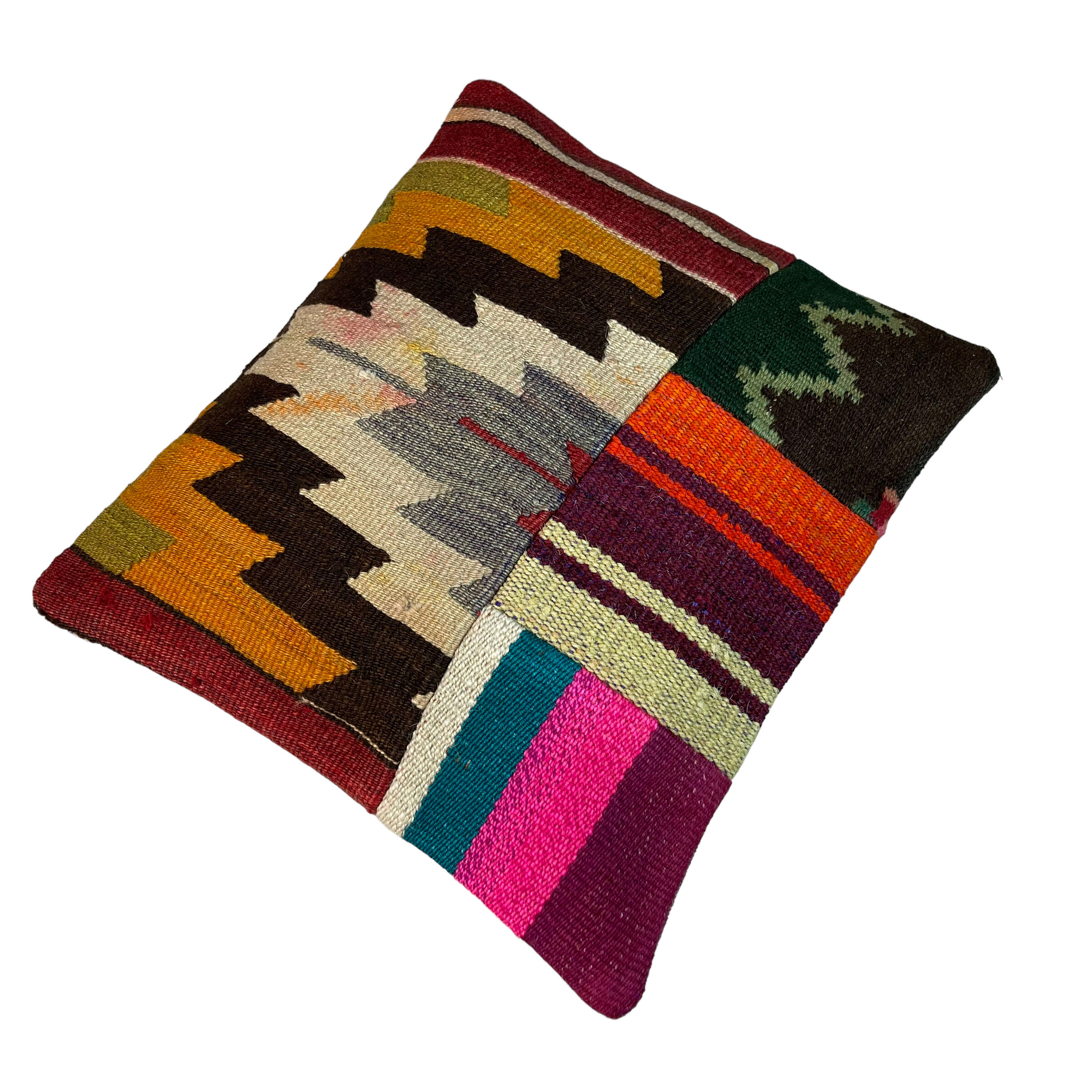 Vintage turkish patchwork cushion cover , 40 x 40 cm