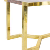 Table in gilded brass and pink granite, Italy, circa 1970