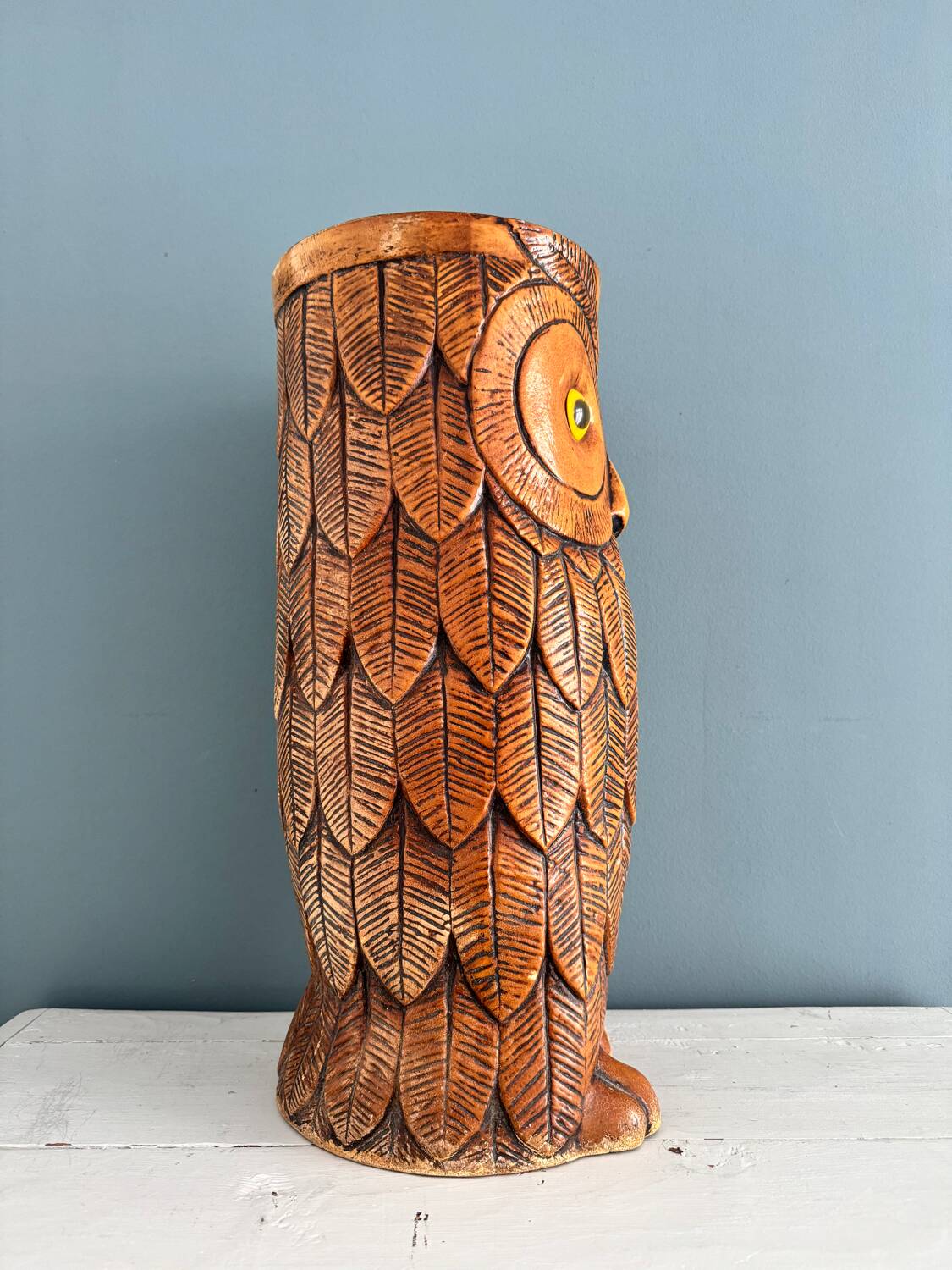 Vintage carved wooden umbrella stand