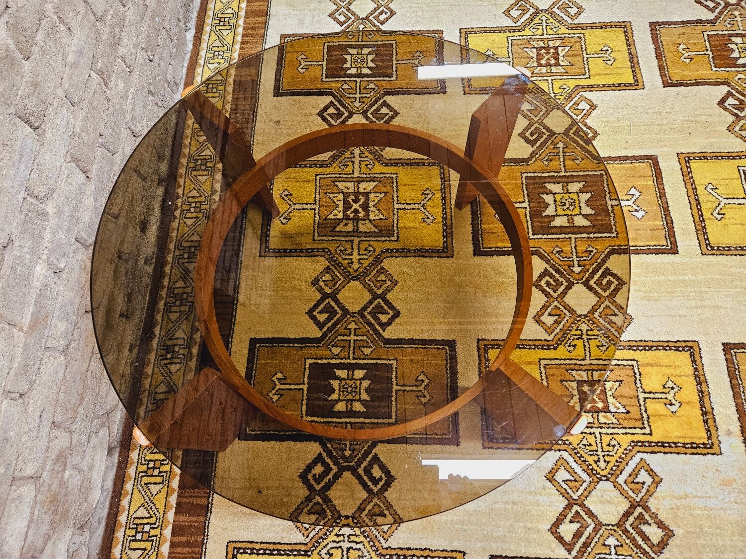 Coffee table in glass and bentwood 1970