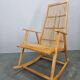 Rare Midcentury Wood and Rattan Rocking Chair, Denmark, 1960s