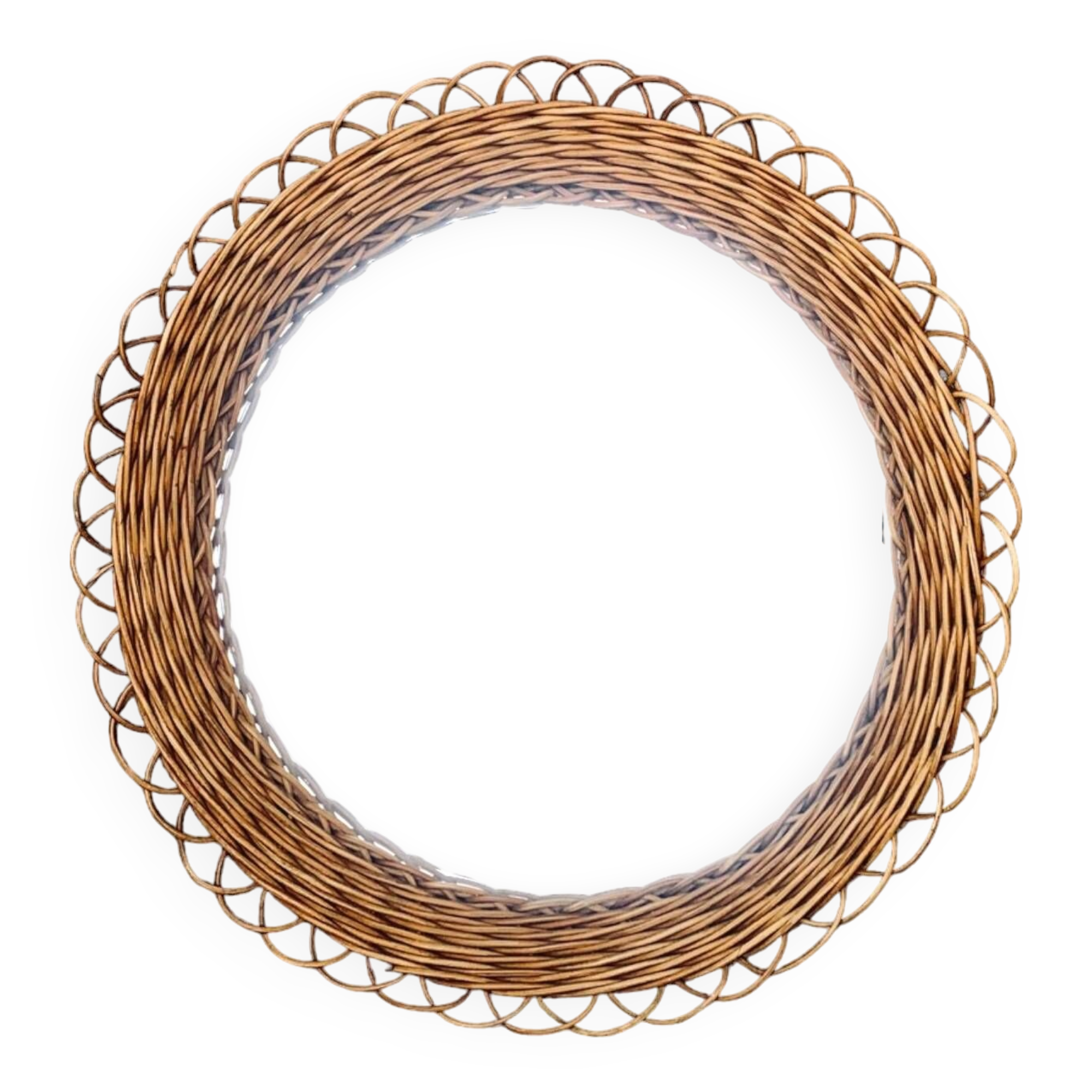 Round vintage wicker mirror - 45 cm