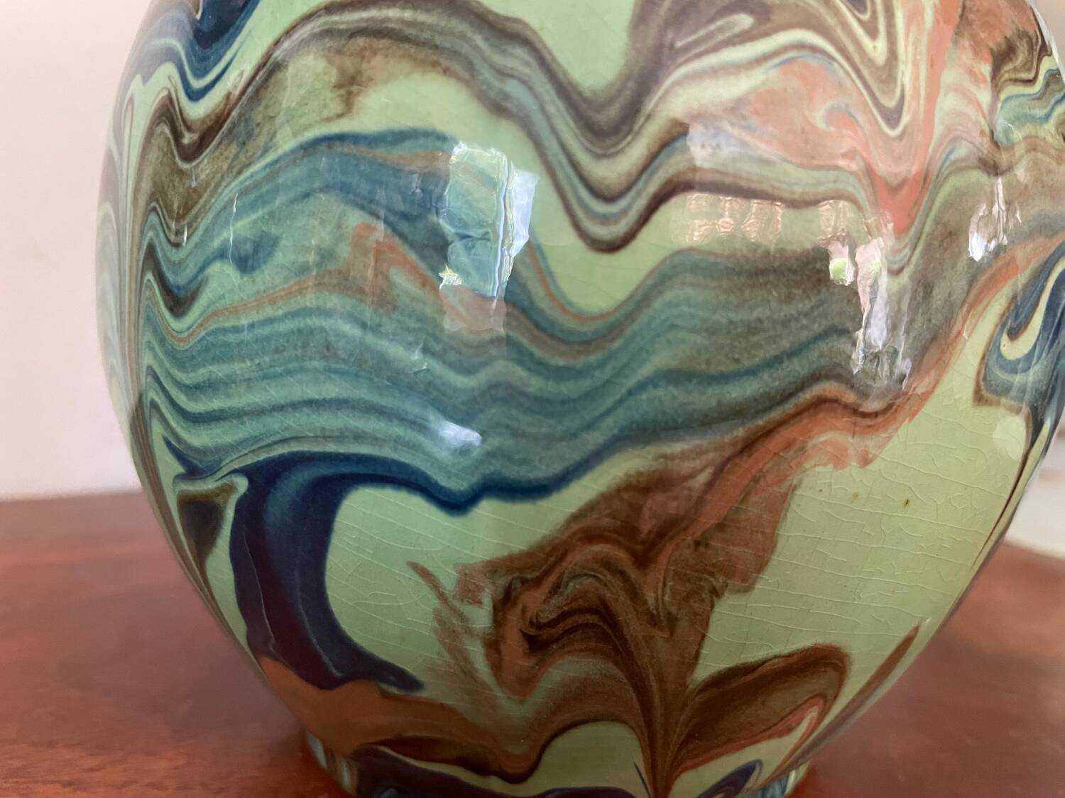 Vintage flamed glazed terracotta vase