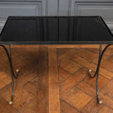 Side table end of sofa 1960 smoked glass gilded base