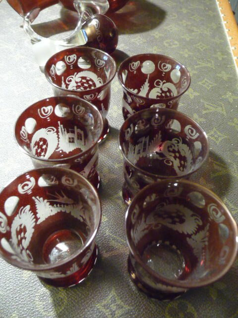 cut crystal liqueur service