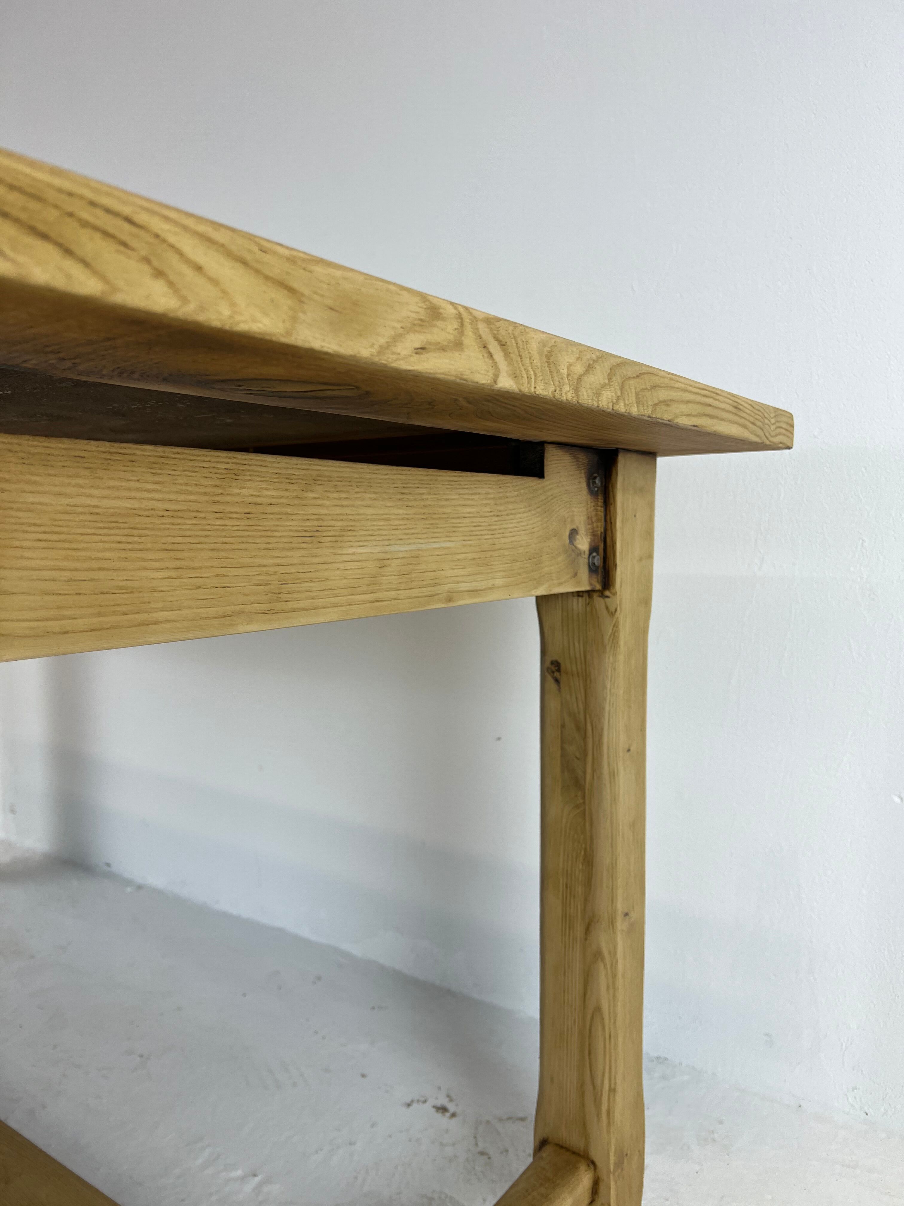 Oak farmhouse table, black top