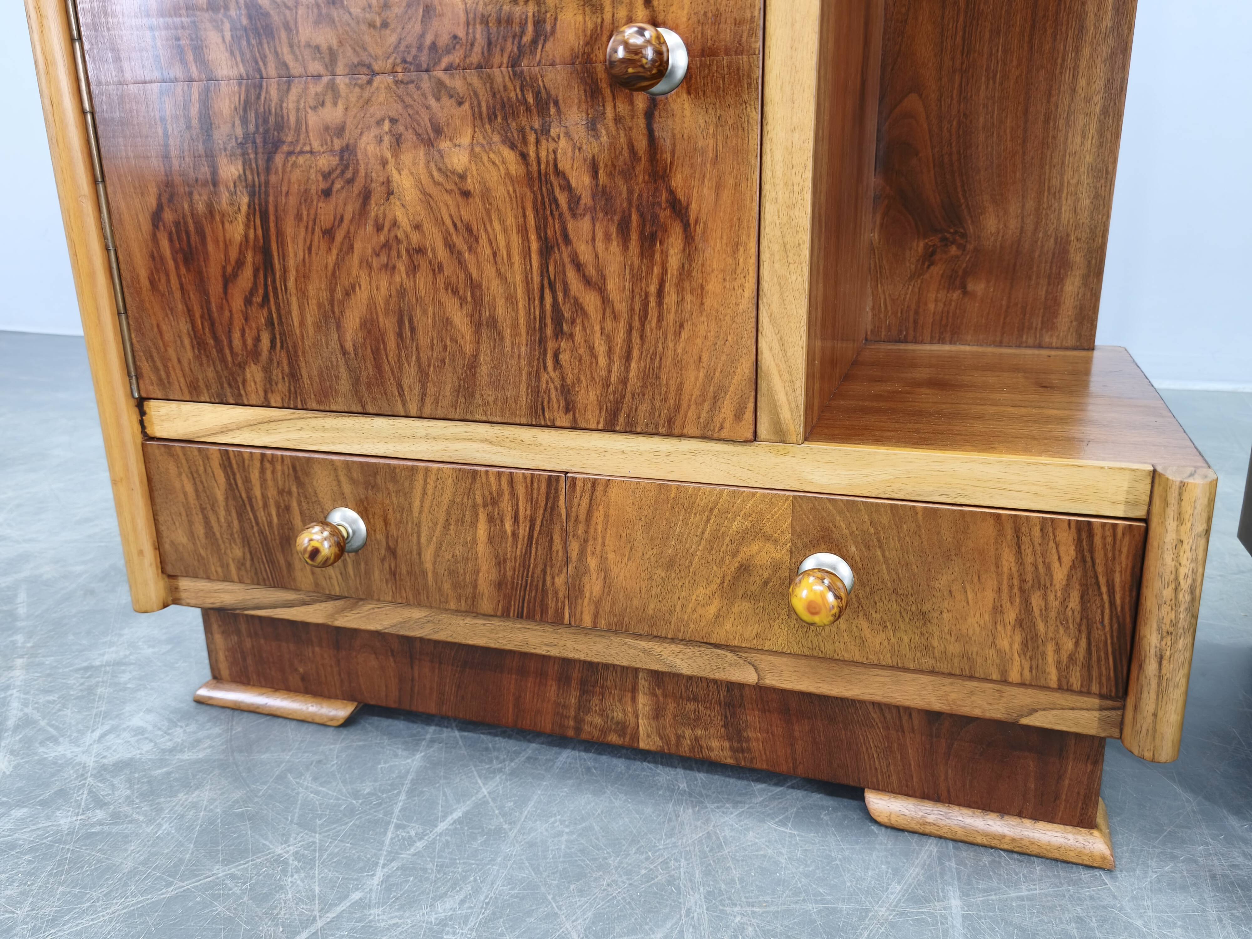 Pair of Italian Mid-Century Walnut Nightstands, 1950s