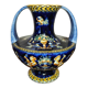 Vase with 2 polychrome handles in Gien earthenware France with Renaissance decoration 1938