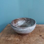 Handmade stoneware bowl and emptying tray