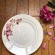 Vintage serving dish 40s, red rosehip flower pattern