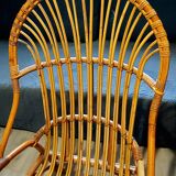 Fauteuil osier vintage 1970