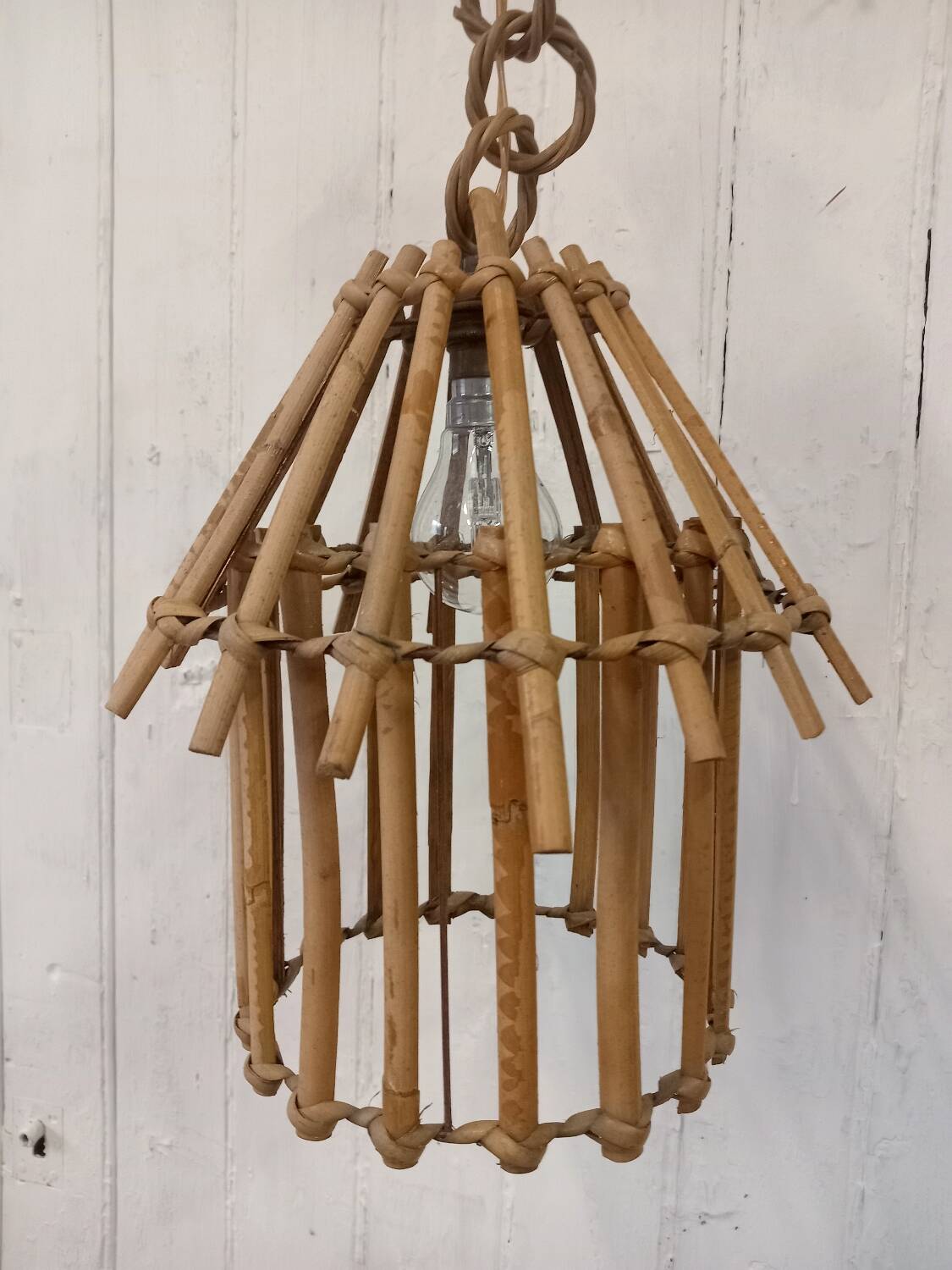 Vintage rattan pendant light