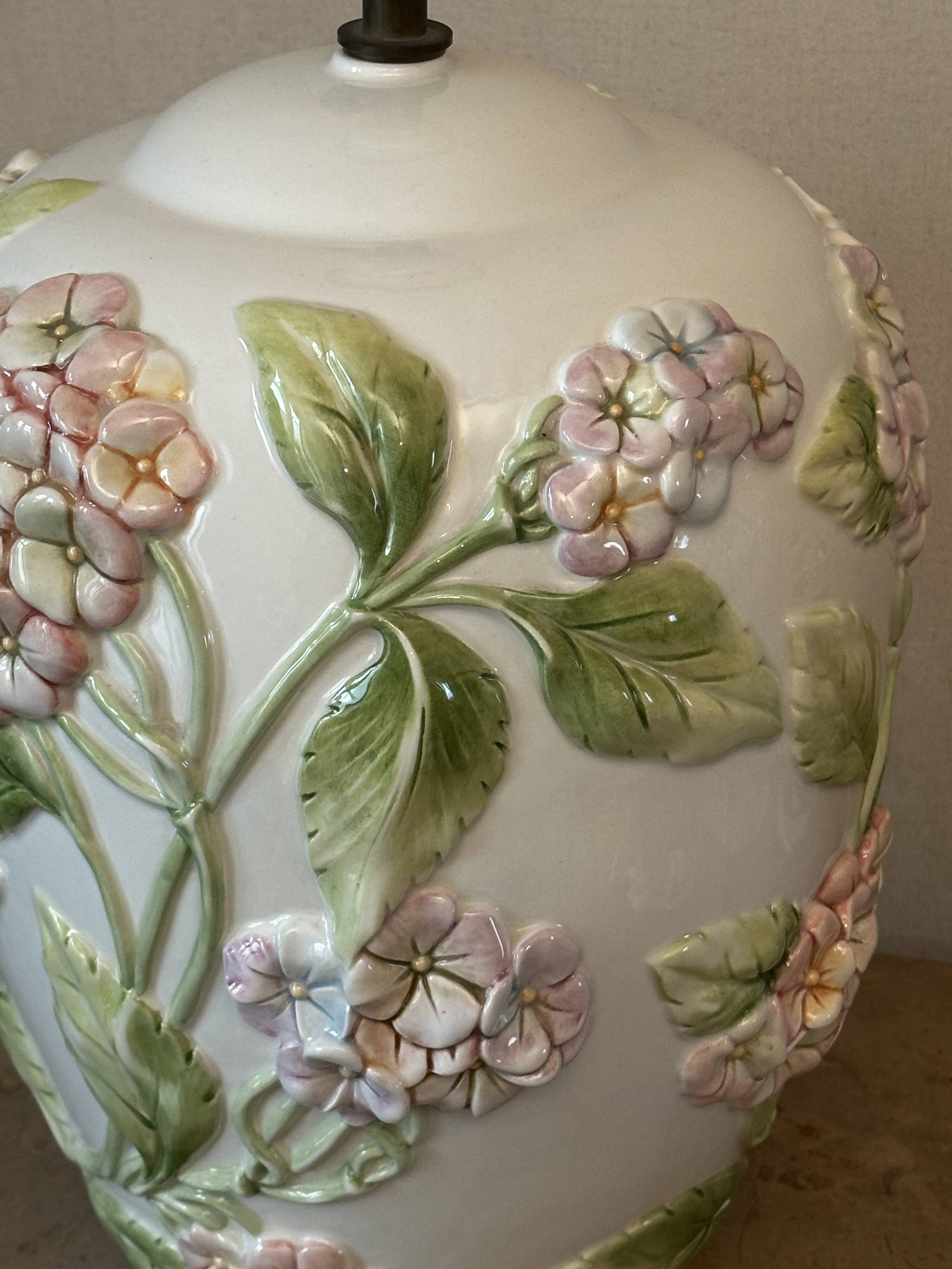 Chaumette Model Hortensias Lamp Base - Barbotine H 40 cm