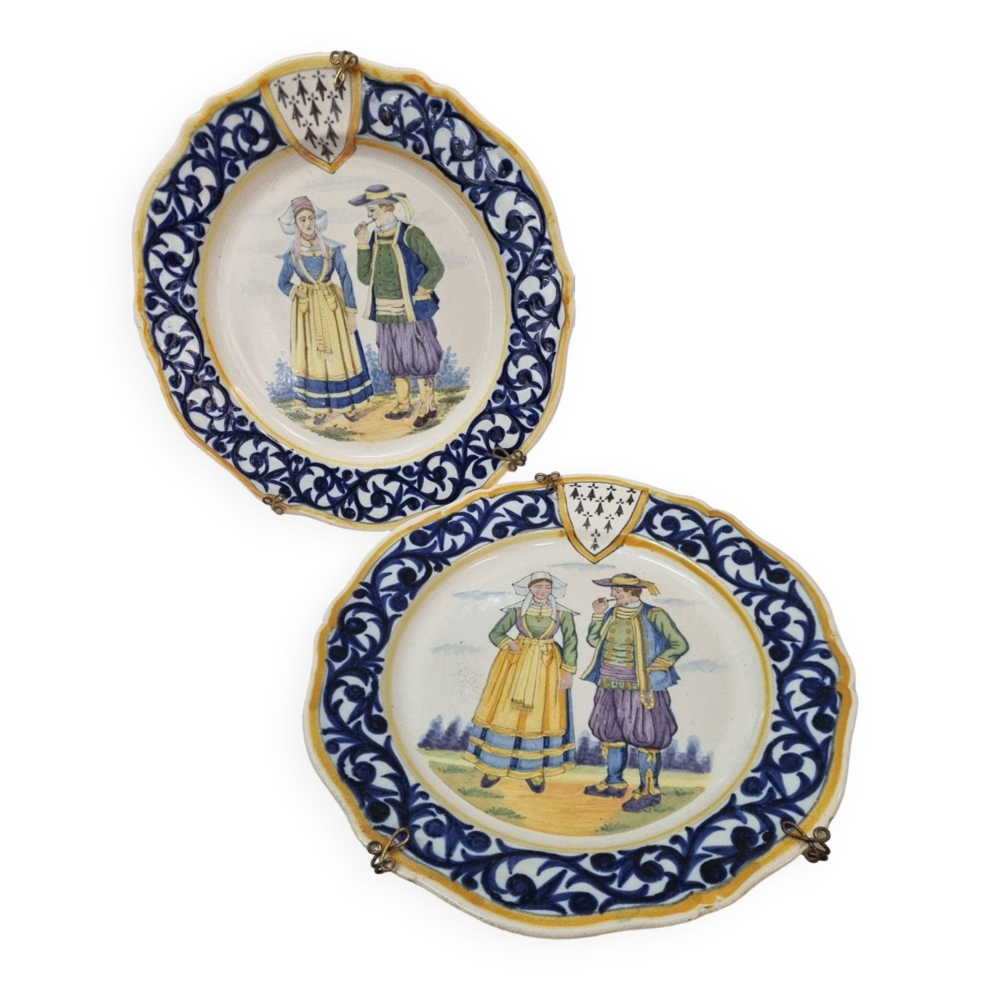 2 Henriot Quimper plates early 20th century