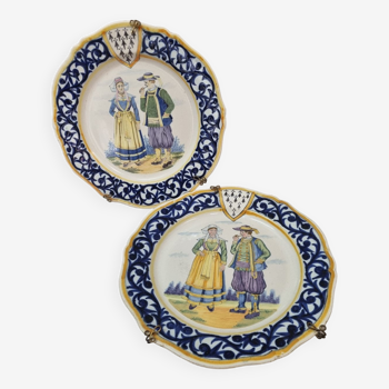 2 Henriot Quimper plates early 20th century