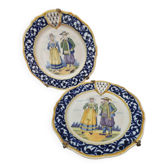 2 Henriot Quimper plates early 20th century