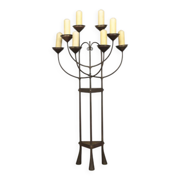 Candélabre de sol unique, forgé à la main, Pays-Bas, vers 1925-1938