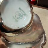 Breakfast set with tea or coffee in porcelain.