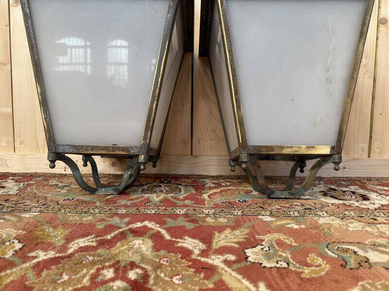 Paire de lampadaires - lanternes d'extérieur en laiton