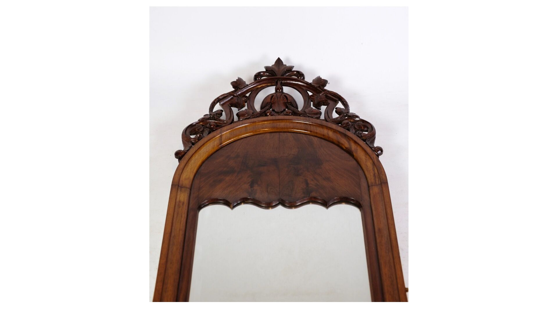 Antique Christian VIII Mirror with Decoration in Mahogany from around the 1860s