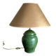 Lampe balustre en terre vernissée verte Provence 1960