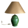 Lampe balustre en terre vernissée verte Provence 1960