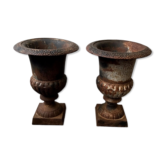 Pair of large Medici vases cast iron - Height 45cm