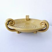 Vintage fruit bowl basket ocher ceramic art deco style