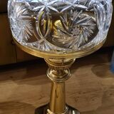 Large brass lamp with its crystal dome electricity redone in the 70s 50x22 cm