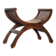 Chaise curule en bois et cannage