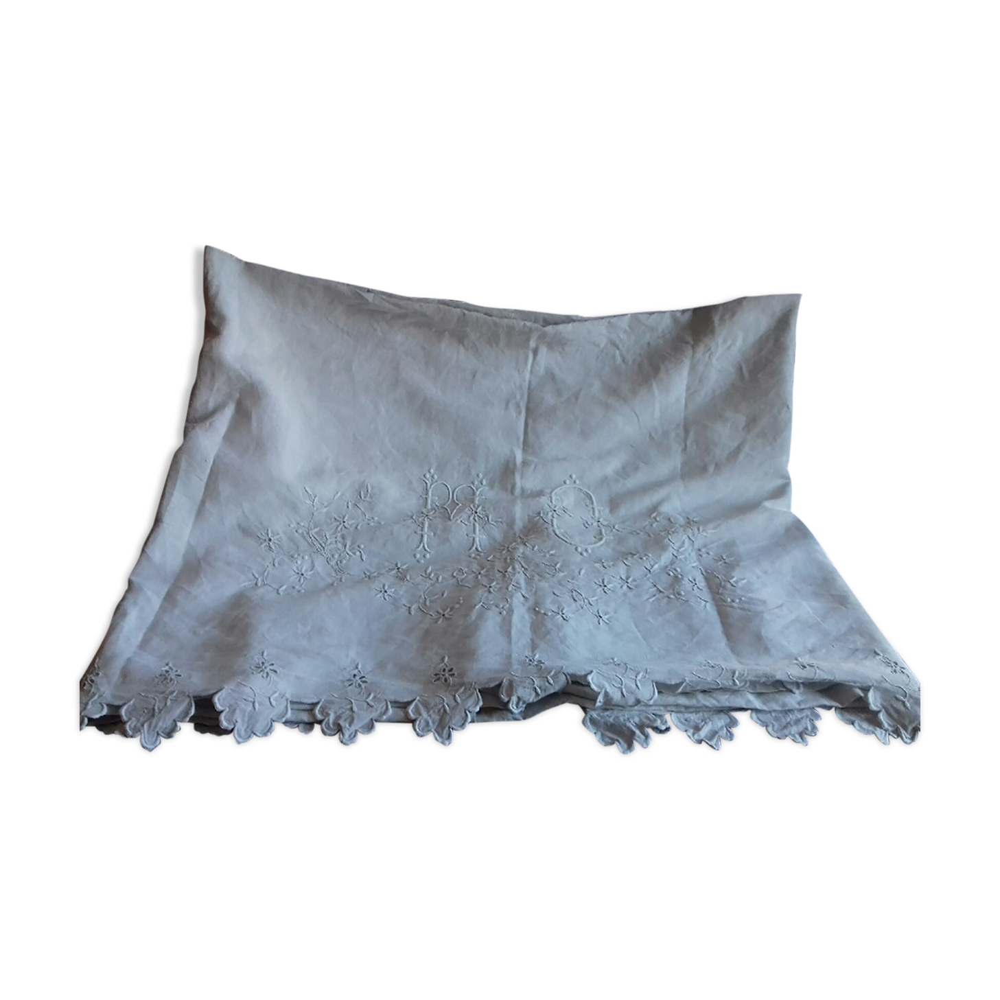 Drape in fine cotton canvas, white, MO monogram