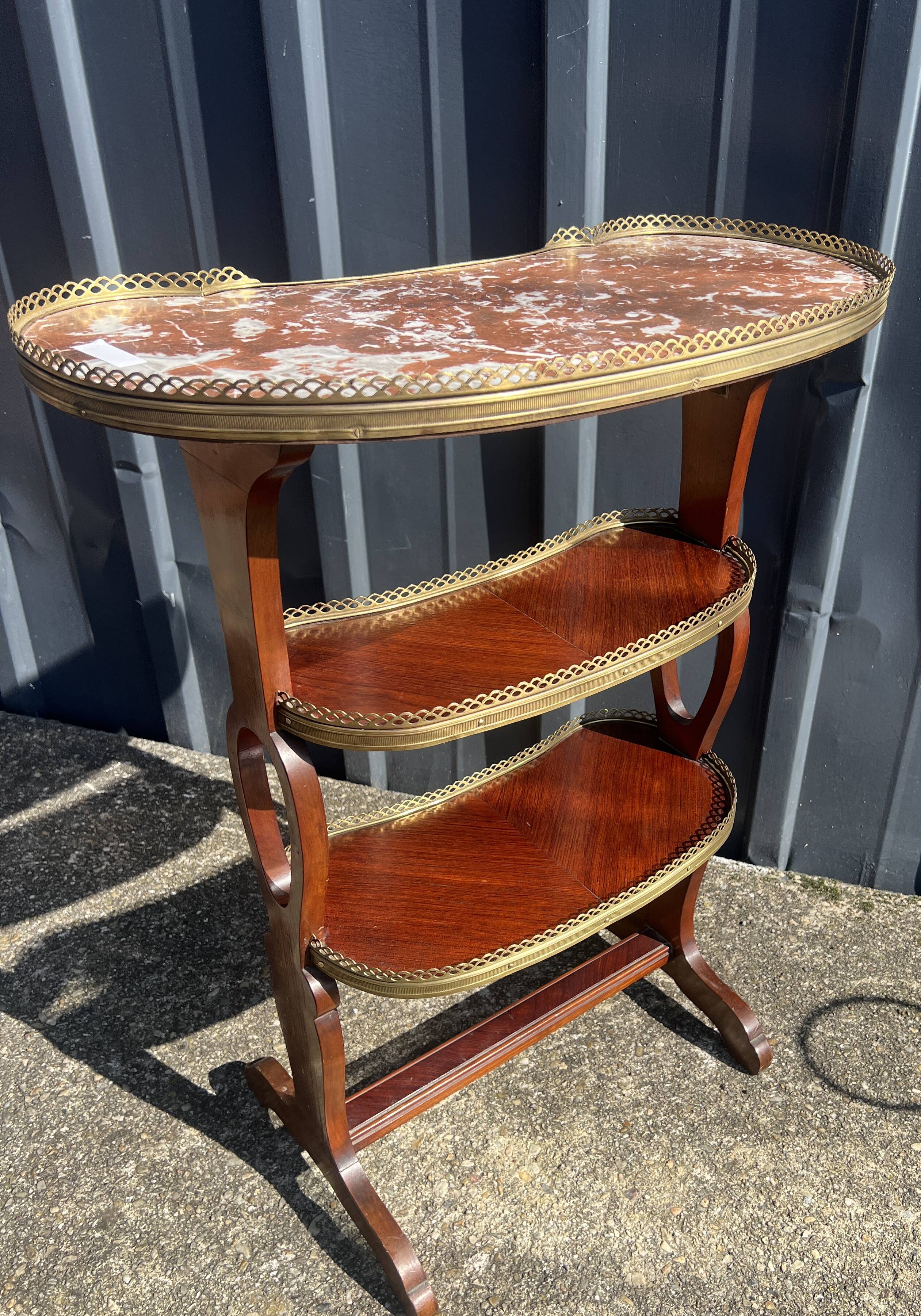 Coffee table, kidney-shaped, side table, marble top