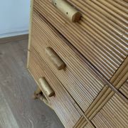 3-drawer rattan/bamboo chest of drawers attributed to Adrien Audoux and Frida Minnet. Circa 1950