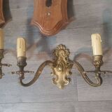 Pair of vintage gold metal wall lamp
