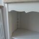 Small bookcase, 2 adjustable pearl gray patinated shelves, wooden top