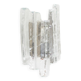 Single Midcentury ice glass wall lamp by Fischer Leuchten, Germany 1970's