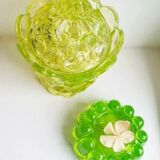 Lime tinted glass candle holder