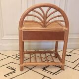 Table de chevet vintage en rotin
