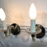 Pair of glass and mirror sconces