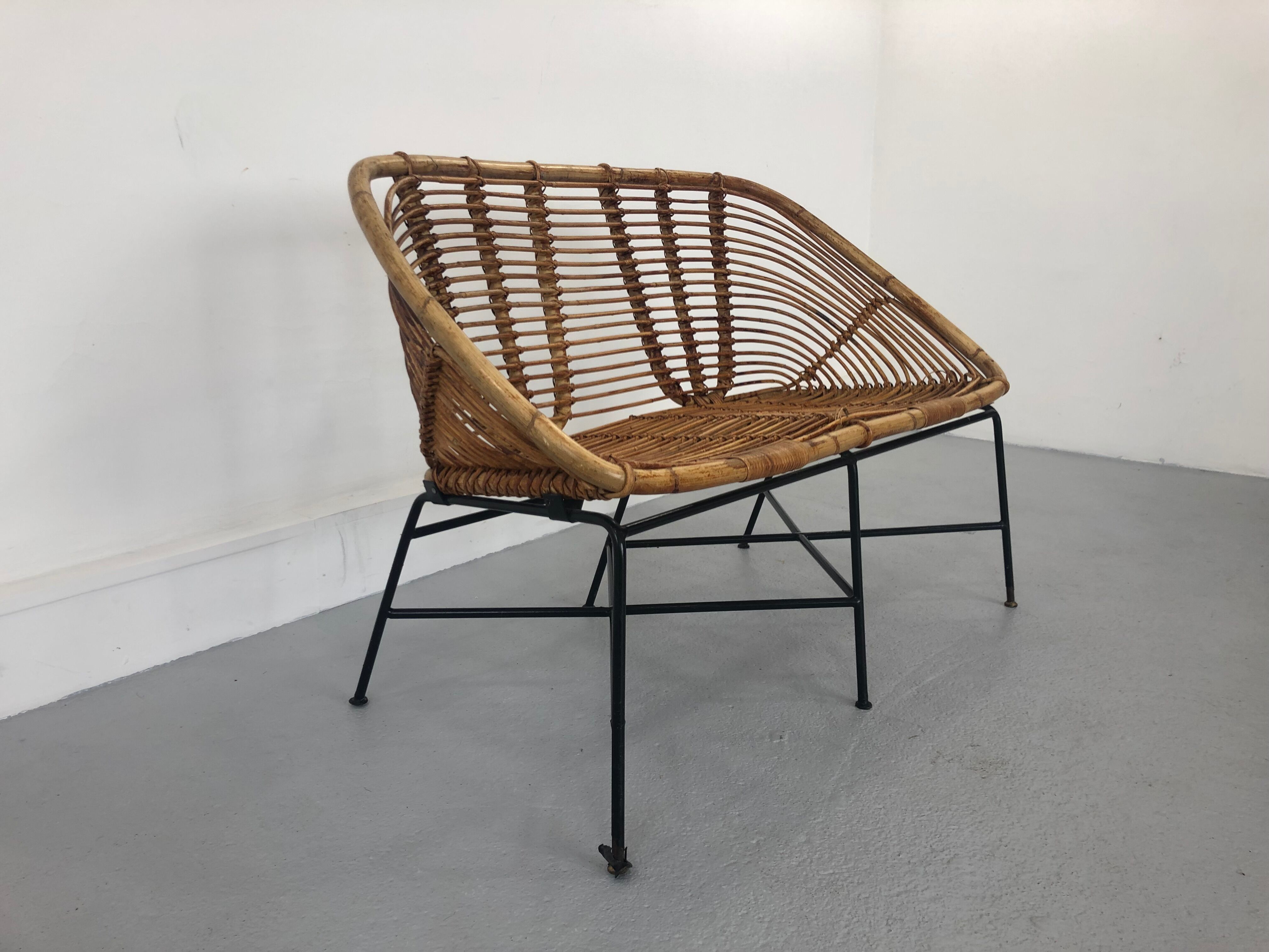 Mid-Century Rattan Bench, 1960s Product Overview